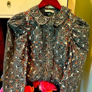 Ulla Johnson Sage Green Dragonfly Eyelet Blouse Floral Top